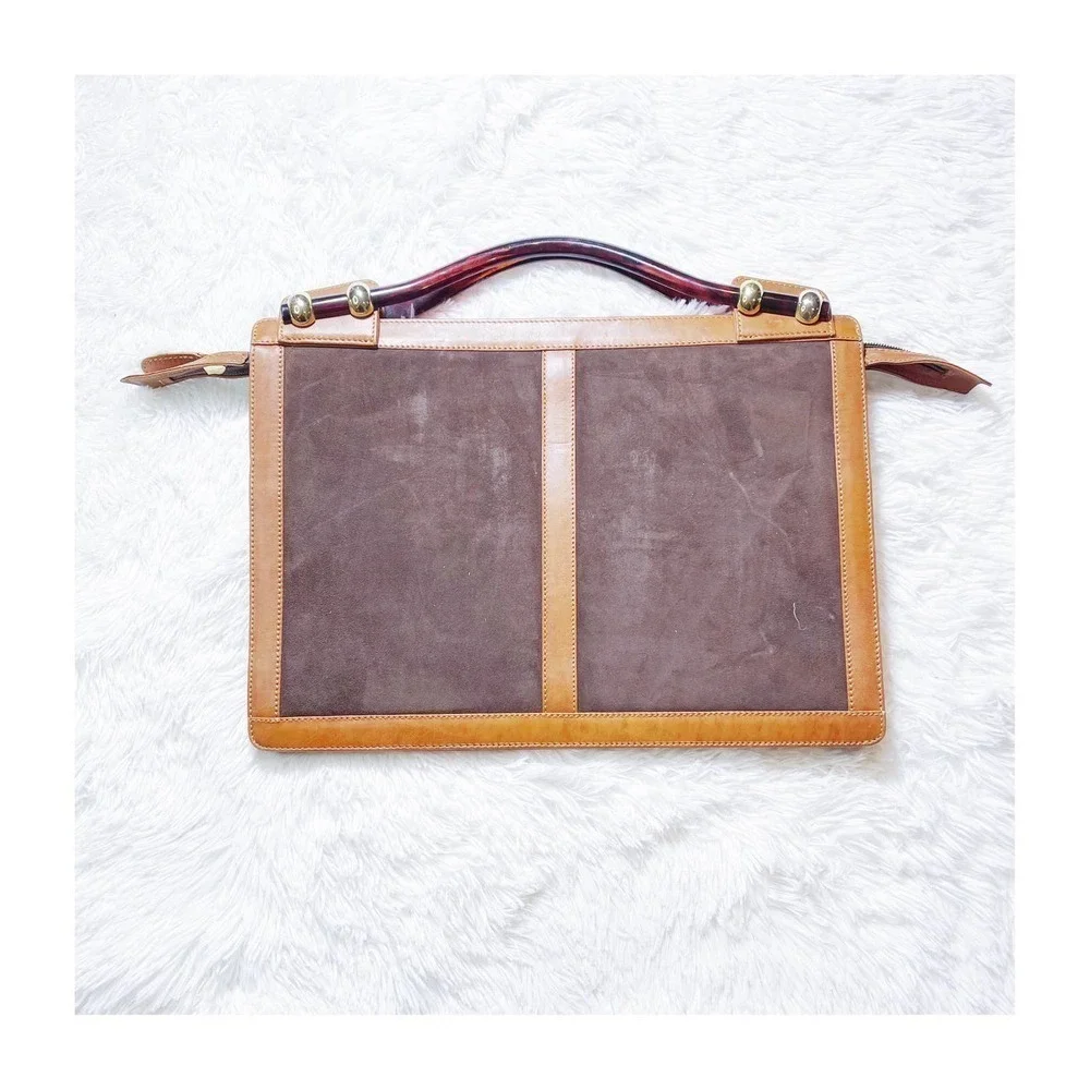 Aries VTG Leather Sueded Suitcase with Amber Handles